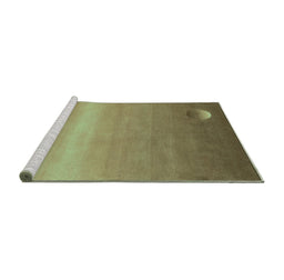 Sideview of Machine Washable Abstract Turquoise Modern Area Rugs, wshabs3441turq