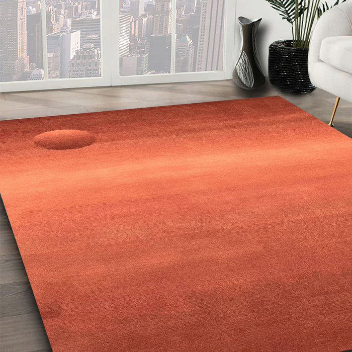Abstract Orange Red Modern Rug in Family Room, abs3441