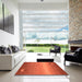 Square Abstract Orange Red Modern Rug in a Living Room, abs3441