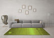 Machine Washable Abstract Green Modern Area Rugs in a Living Room,, wshabs3441grn