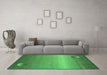 Machine Washable Abstract Emerald Green Modern Area Rugs in a Living Room,, wshabs3441emgrn