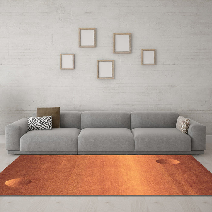 Machine Washable Abstract Brown Modern Rug in a Living Room,, wshabs3441brn