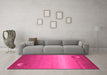 Machine Washable Abstract Pink Modern Rug in a Living Room, wshabs3441pnk