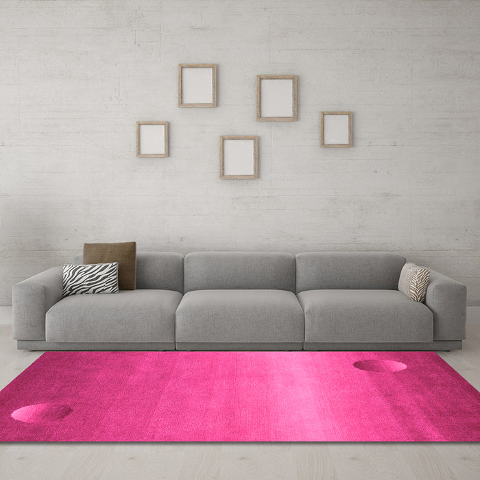 Machine Washable Abstract Pink Modern Rug in a Living Room, wshabs3441pnk