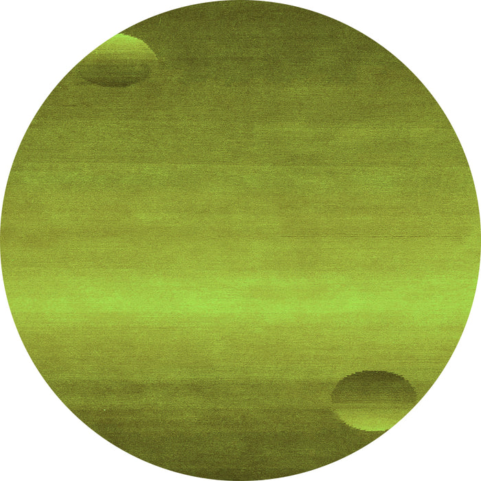 Round Machine Washable Abstract Green Modern Area Rugs, wshabs3441grn
