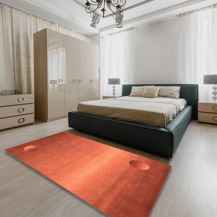 Abstract Orange Red Modern Rug in a Bedroom, abs3441