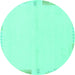 Round Machine Washable Solid Turquoise Modern Area Rugs, wshabs3442turq