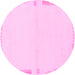 Round Machine Washable Solid Pink Modern Rug, wshabs3442pnk