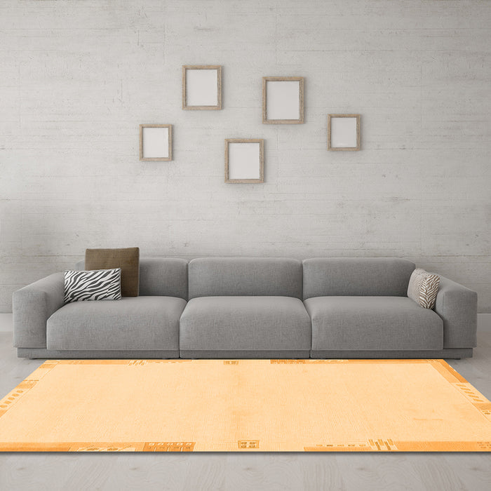 Machine Washable Solid Orange Modern Area Rugs in a Living Room, wshabs3442org