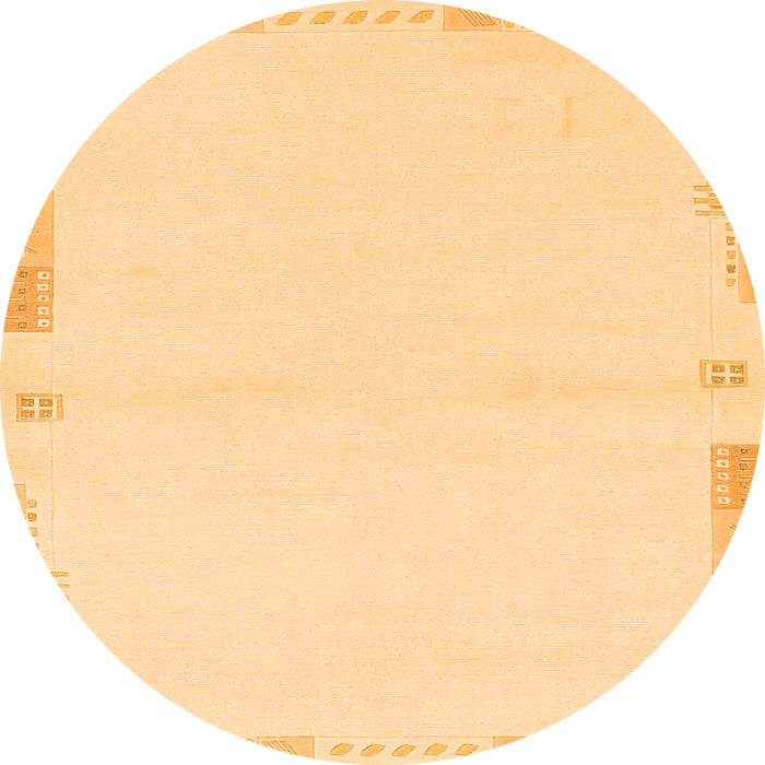 Round Machine Washable Solid Orange Modern Area Rugs, wshabs3442org