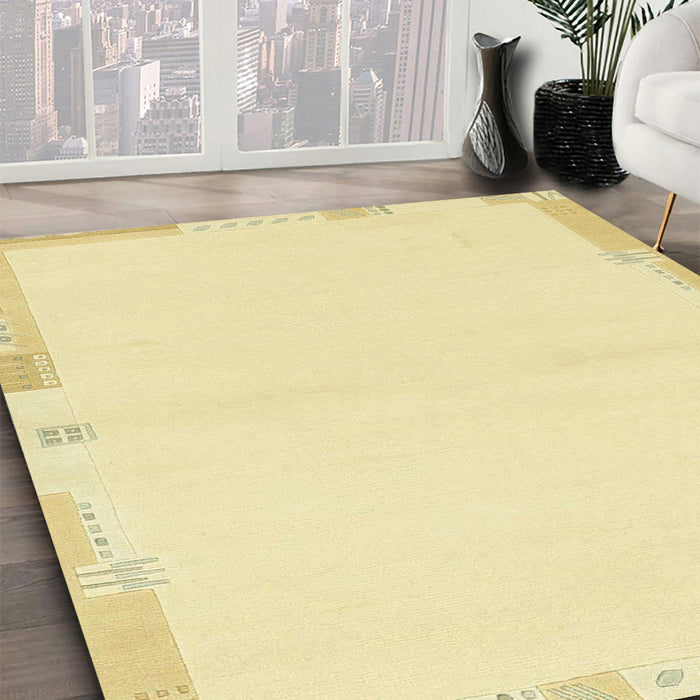 Abstract Sun Yellow Solid Rug in Family Room, abs3442