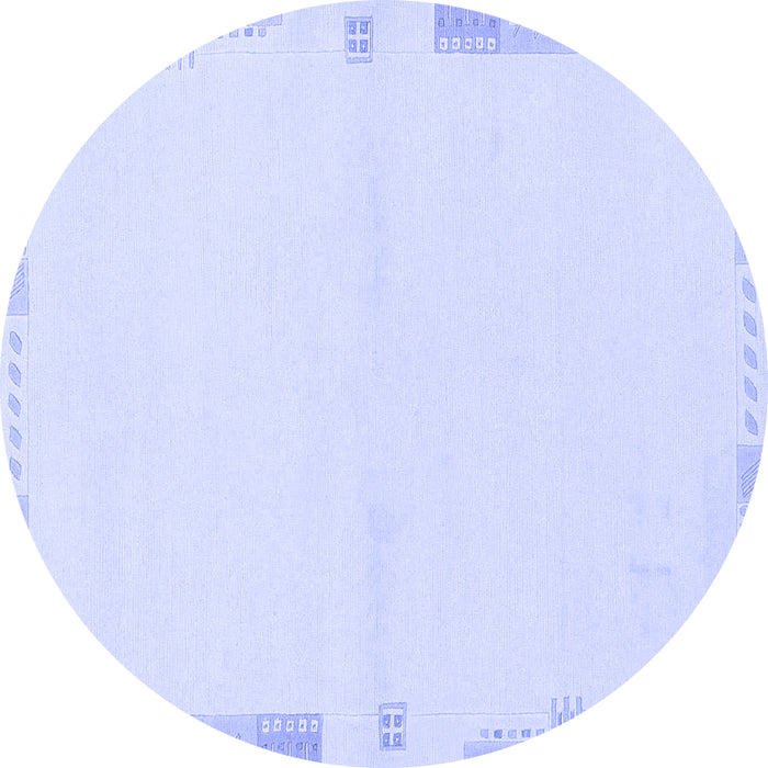 Round Machine Washable Solid Blue Modern Rug, wshabs3442blu