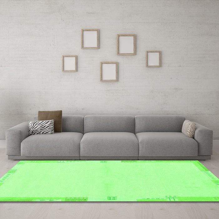 Machine Washable Solid Green Modern Area Rugs in a Living Room,, wshabs3442grn