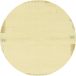 Round Machine Washable Abstract Sun Yellow Rug, wshabs3442