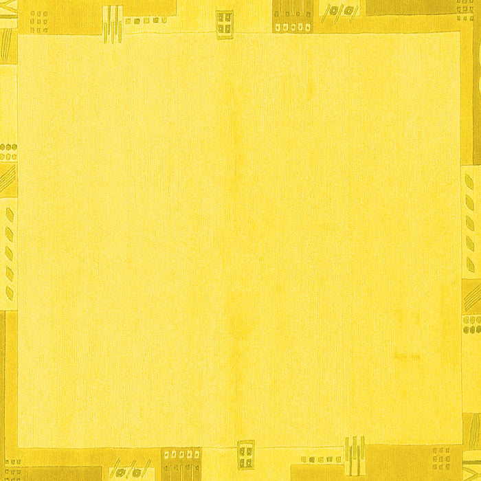 Square Machine Washable Solid Yellow Modern Rug, wshabs3442yw