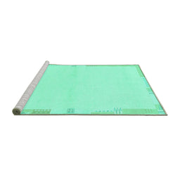 Sideview of Machine Washable Solid Turquoise Modern Area Rugs, wshabs3442turq