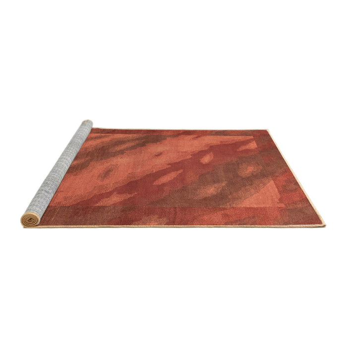 Sideview of Machine Washable Abstract Orange Red Rug, wshabs3443
