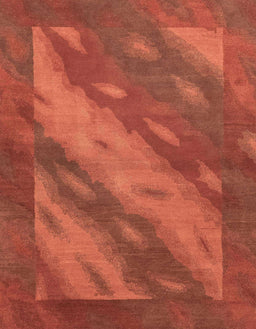 Machine Washable Abstract Orange Red Rug, wshabs3443