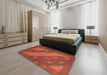 Abstract Orange Red Animal Rug in a Bedroom, abs3443