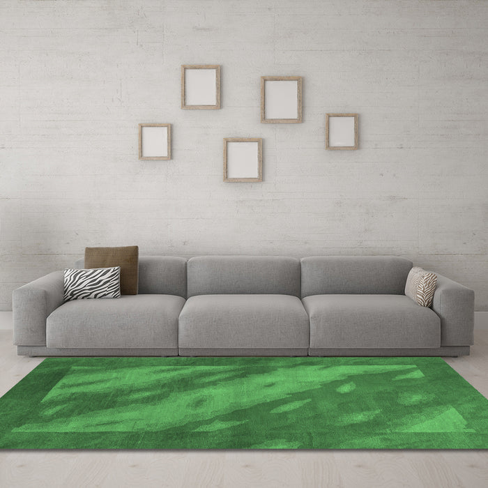 Machine Washable Animal Emerald Green Modern Area Rugs in a Living Room,, wshabs3443emgrn