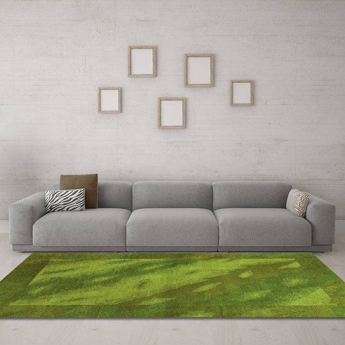 Machine Washable Animal Green Modern Area Rugs in a Living Room,, wshabs3443grn