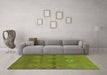 Machine Washable Abstract Green Modern Area Rugs in a Living Room,, wshabs3444grn