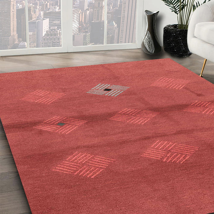 Machine Washable Abstract Fire Red Rug in a Family Room, wshabs3444