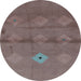 Round Abstract Light Blue Modern Rug, abs3444lblu