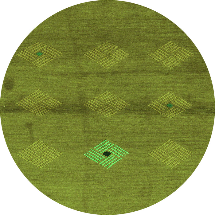 Round Abstract Green Modern Rug, abs3444grn