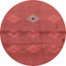 Round Machine Washable Abstract Fire Red Rug, wshabs3444