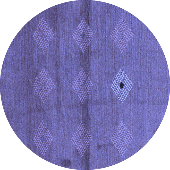 Round Abstract Blue Modern Rug, abs3444blu
