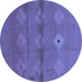 Round Abstract Blue Modern Rug, abs3444blu