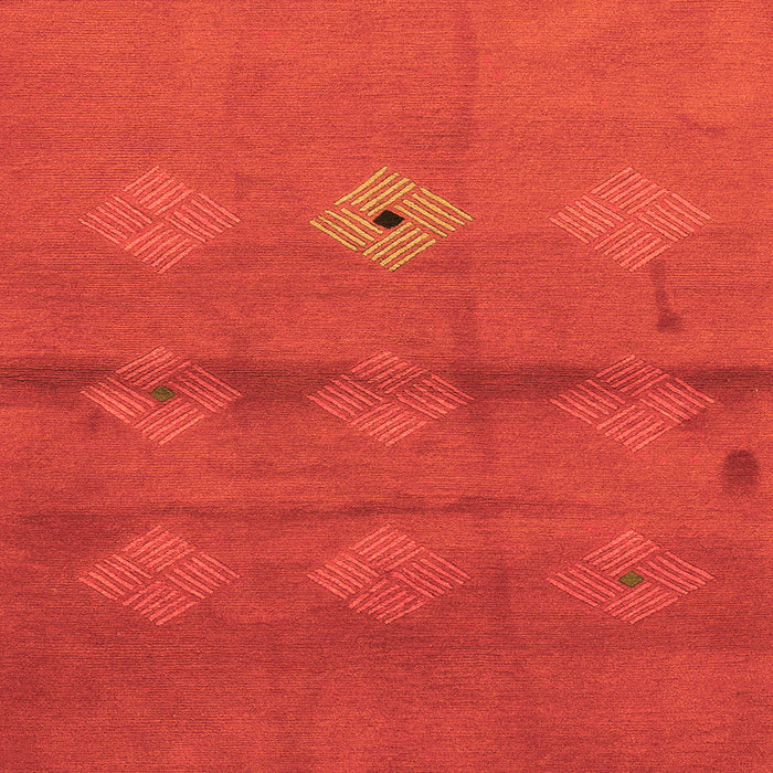 Square Machine Washable Abstract Orange Modern Area Rugs, wshabs3444org