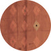 Round Abstract Brown Modern Rug, abs3444brn