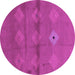 Round Machine Washable Abstract Purple Modern Area Rugs, wshabs3444pur