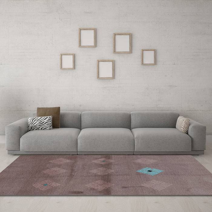 Machine Washable Abstract Light Blue Modern Rug in a Living Room, wshabs3444lblu