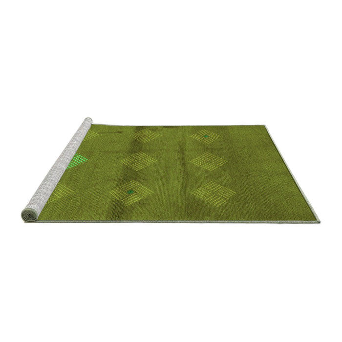 Sideview of Machine Washable Abstract Green Modern Area Rugs, wshabs3444grn