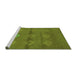 Sideview of Machine Washable Abstract Green Modern Area Rugs, wshabs3444grn