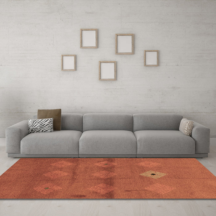 Machine Washable Abstract Brown Modern Rug in a Living Room,, wshabs3444brn