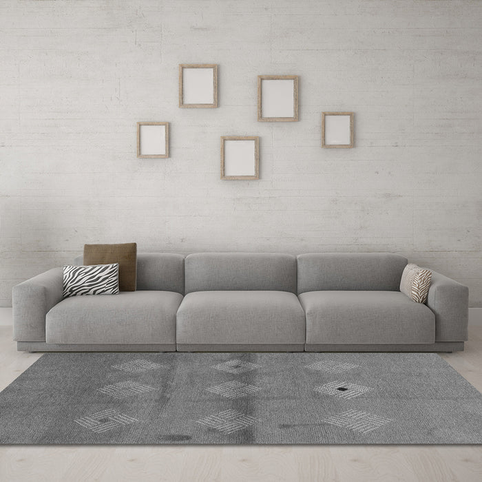 Machine Washable Abstract Gray Modern Rug in a Living Room,, wshabs3444gry