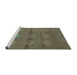 Sideview of Machine Washable Abstract Turquoise Modern Area Rugs, wshabs3444turq