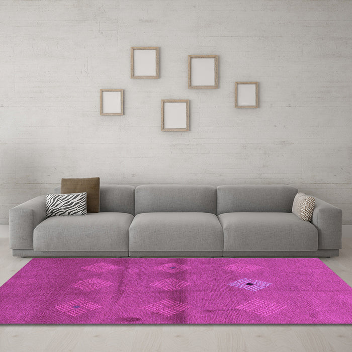 Machine Washable Abstract Purple Modern Area Rugs in a Living Room, wshabs3444pur