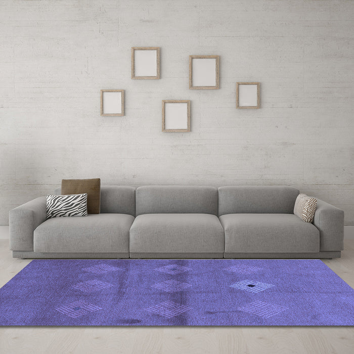 Machine Washable Abstract Blue Modern Rug in a Living Room, wshabs3444blu