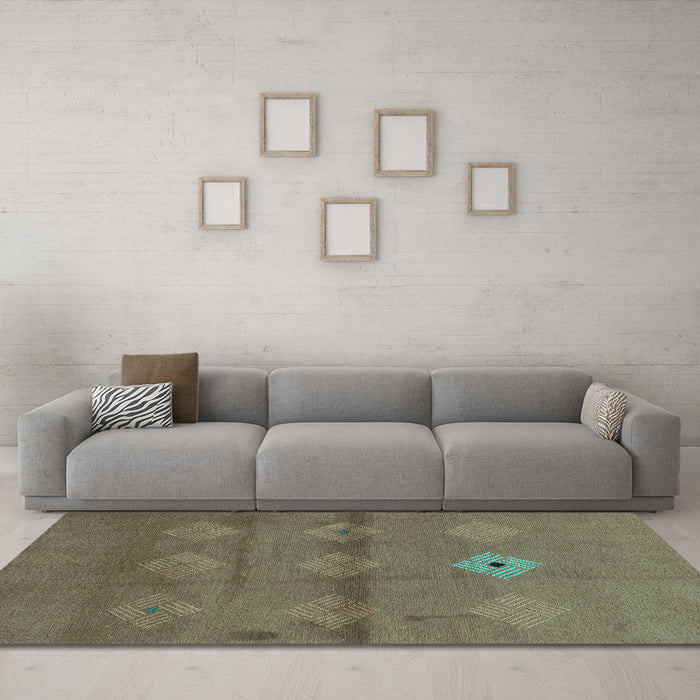 Machine Washable Abstract Turquoise Modern Area Rugs in a Living Room,, wshabs3444turq