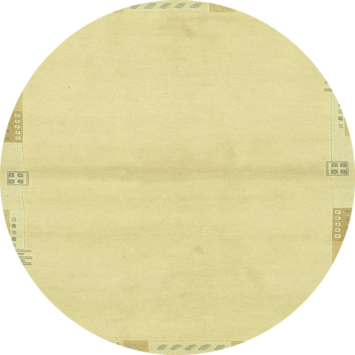 Round Machine Washable Abstract Chrome Gold Yellow Rug, wshabs3445