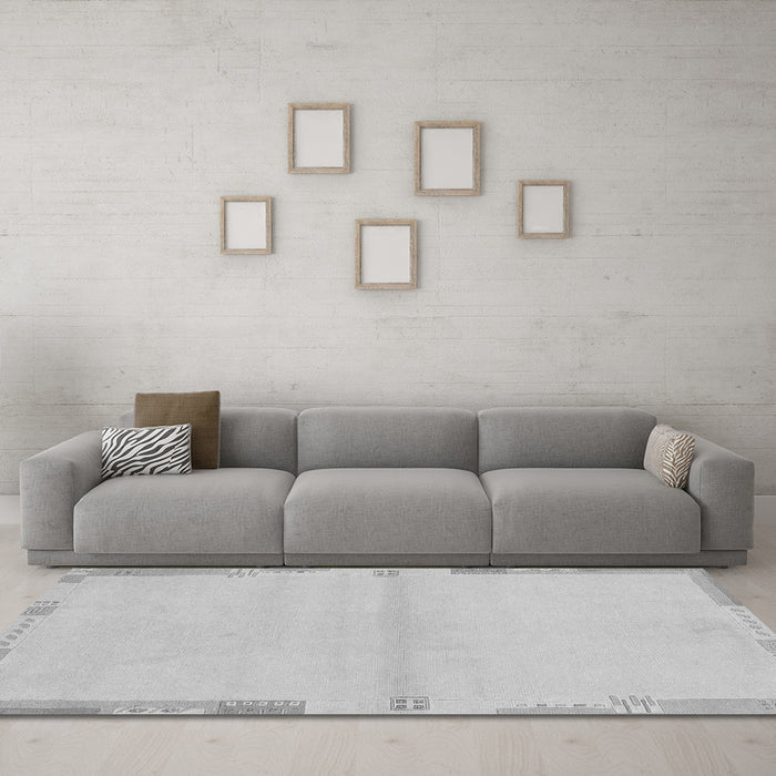 Machine Washable Solid Gray Modern Rug in a Living Room,, wshabs3445gry