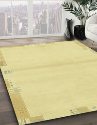 Abstract Chrome Gold Yellow Solid Rug, abs3445