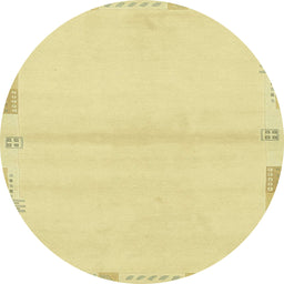 Round Abstract Chrome Gold Yellow Solid Rug, abs3445