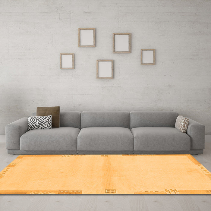Machine Washable Solid Orange Modern Area Rugs in a Living Room, wshabs3445org