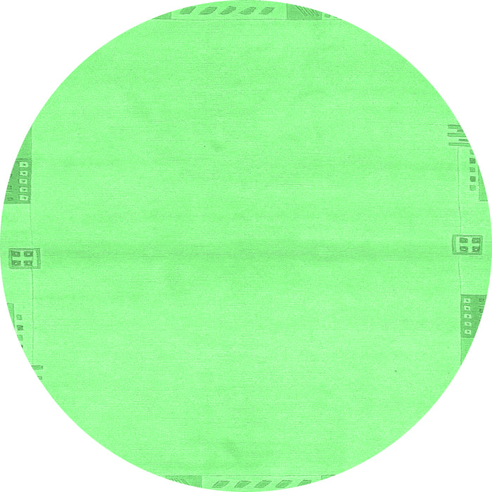 Round Machine Washable Solid Emerald Green Modern Area Rugs, wshabs3445emgrn